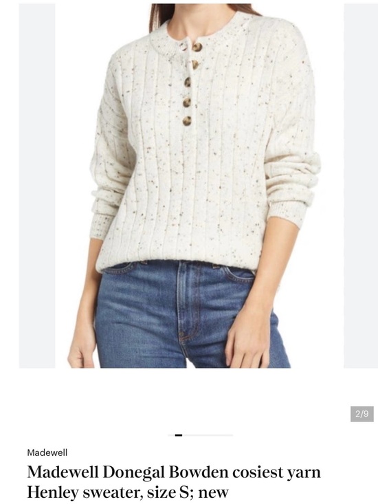 Madewell Sweaters - Madewell Donegal Bowden Henley Sweater Cream Speckle